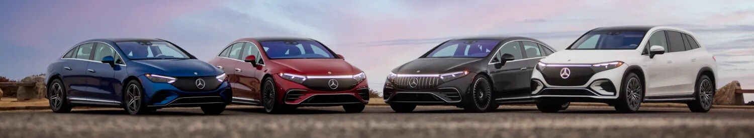 Mercedes-Benz EV Lineup parked in a dry climate