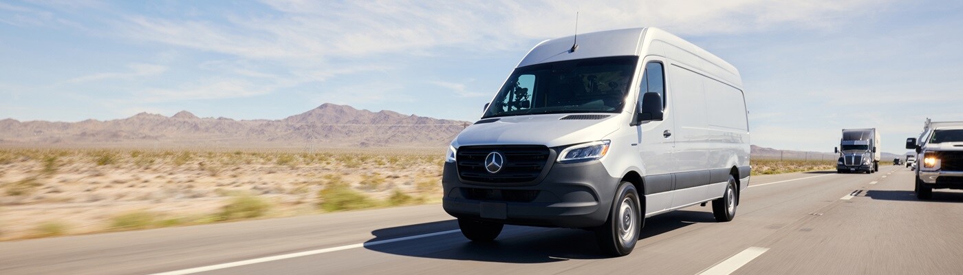 Mercedes-Benz eSprinter Cargo van driving on a highway